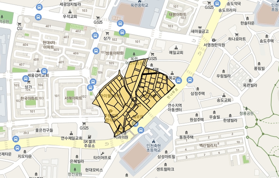 연수구  옥련동 353-5번지 일대 142필지를 대상으로 옥련3지구 지적 재조사 사업 준비에 돌입했다